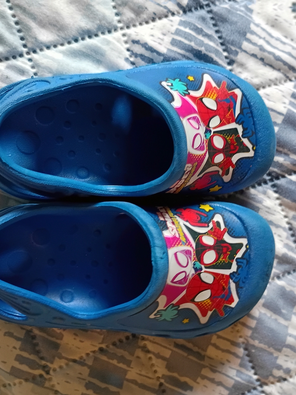 Marvel Blue Kids Slip-On Sandals with Spider-Themed Graphic